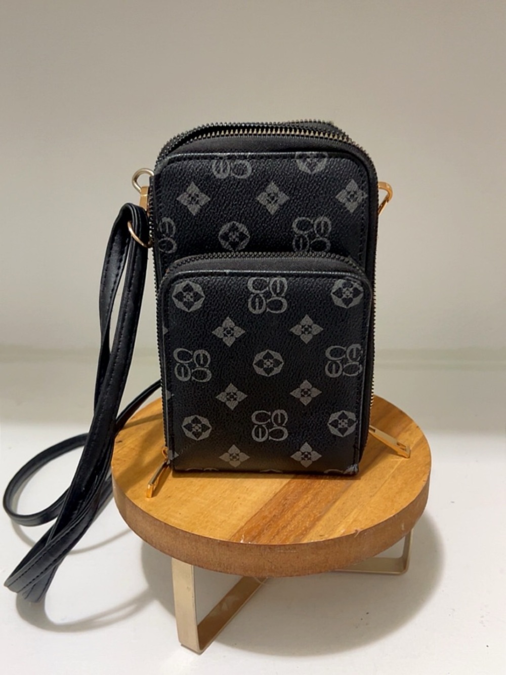 Black Monogram Crossbody Phone Bag
